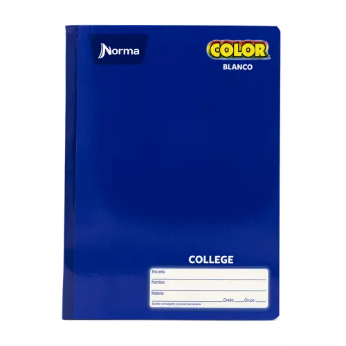 Cuaderno Cosido College Blanco Norma Color Azul 100 Hojas