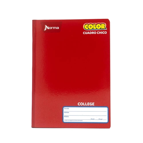 Cuaderno Cosido College Cuadro Chico Norma Color Rojo 100 Hojas 4369