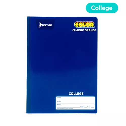 Cuaderno Cosido College Cuadro Grande Norma Color Azul 100 Hojas