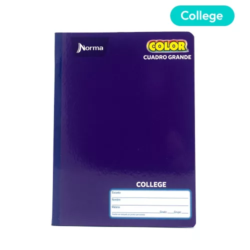 Cuaderno Cosido College Cuadro Grande Norma Color Morado 100 Hojas