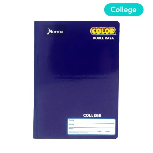 Cuaderno Cosido College Doble Raya Norma Color Morado 100 Hojas