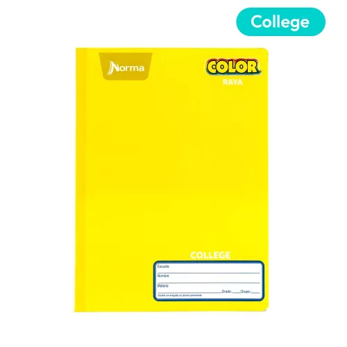 Cuaderno Cosido College Raya Norma Color Amarillo 100 Hojas