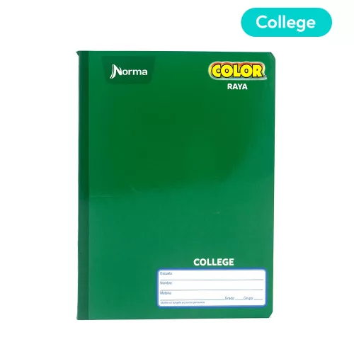 Cuaderno Cosido College Raya Norma Color Verde 100 Hojas