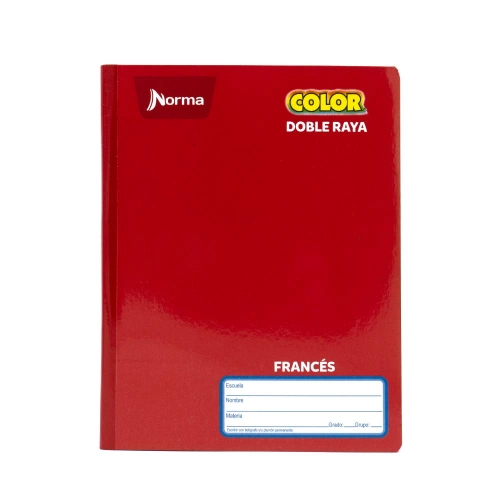 Cuaderno Cosido Frances Doble Raya Norma Color Rojo 100 Hojas 2685