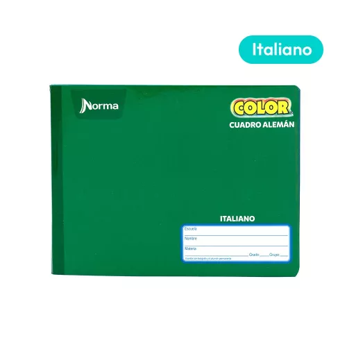 Cuaderno Cosido Italiano Cuadro Aleman Norma Color Verde 100 Hojas
