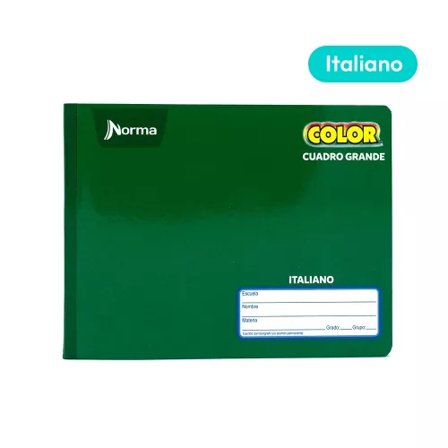 Cuaderno Cosido Italiano Cuadro Grande Norma Color Verde 100 Hojas