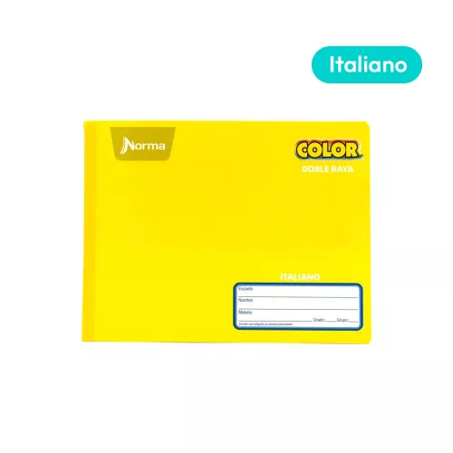 Cuaderno Cosido Italiano Doble Raya Norma Color Amarillo 100 Hojas