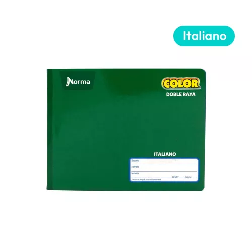 Cuaderno Cosido Italiano Doble Raya Norma Color Verde 100 Hojas