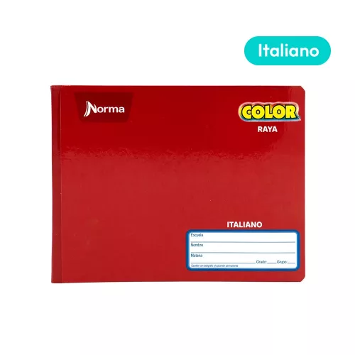 Cuaderno Cosido Italiano Raya Norma Color Rojo 100 Hojas