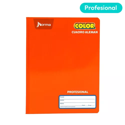 Cuaderno Cosido Profesional Cuadro Alemán Norma Color Anaranjado 100 Hojas