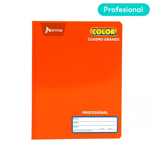 Cuaderno Cosido Profesional Cuadro Grande Norma Color Anaranjado 100 Hojas