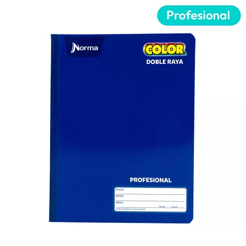 Cuaderno Cosido Profesional Doble Raya Norma Color Azul 100 Hojas