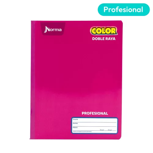 Cuaderno Cosido Profesional Doble Raya Norma Color Fucsia 100 Hojas
