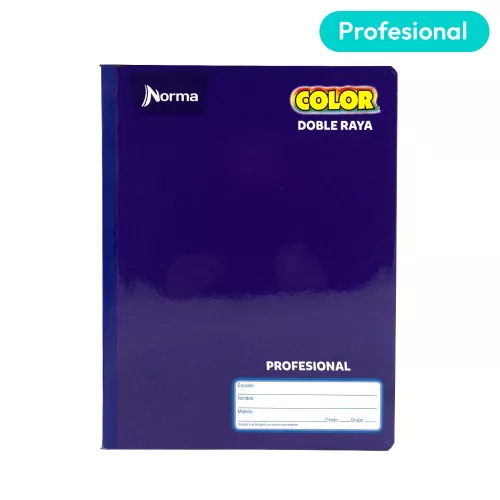 Cuaderno Cosido Profesional Doble Raya Norma Color Morado 100 Hojas