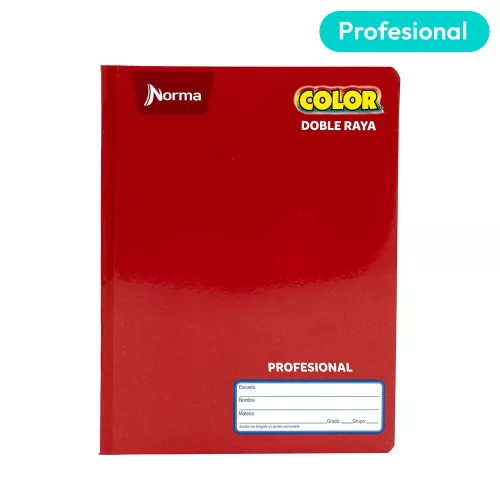 Cuaderno Cosido Profesional Doble Raya Norma Color Rojo 100 Hojas