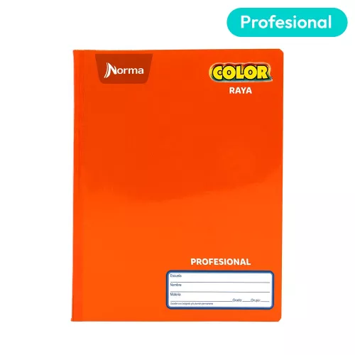 Cuaderno Cosido Profesional Raya Norma Color Anaranjado 100 Hojas