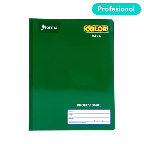 Cuaderno Cosido Profesional Raya Norma Color Verde 100 Hojas