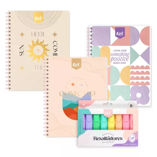Kit de cuadernos kiut Raya + resaltadores