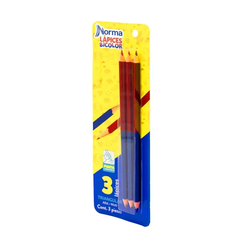 Lápiz bicolor Norma lápiz rojo y azul triangular con 3 piezas