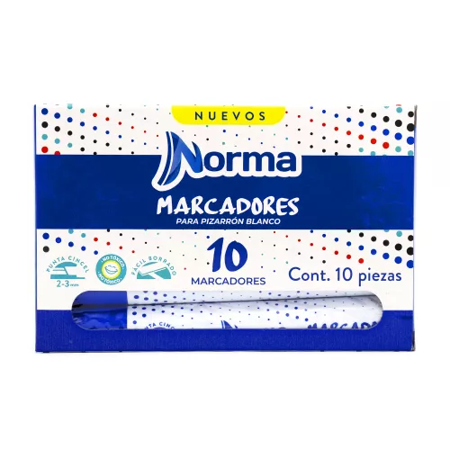Marcadores Azules para Pizarron Norma 10 unidades
