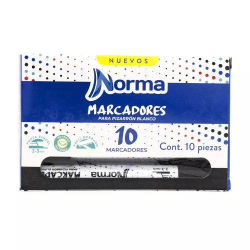Marcadores Negros para Pizarron Norma 10 Unidades