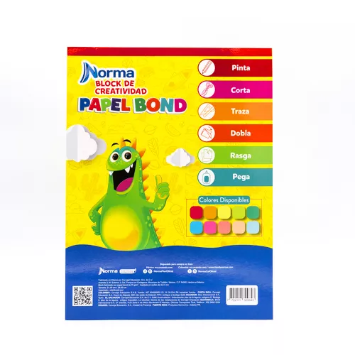 Block Creatividad Papel Bond Colores Norma 80 Hojas 2316