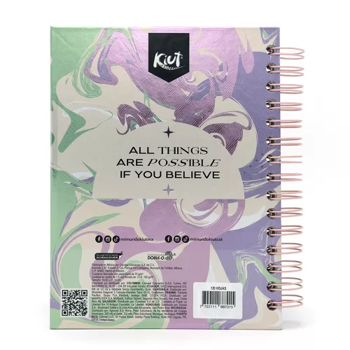 Bullet Journal Argollado Tapa Dura A5 Kiut Make Your Dreams Happen 120 Hojas