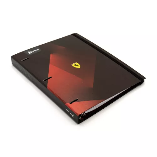 Carpeta 3 Aros Tapa Dura Profesional  Ferrari Metalizado Red and black  Hojas