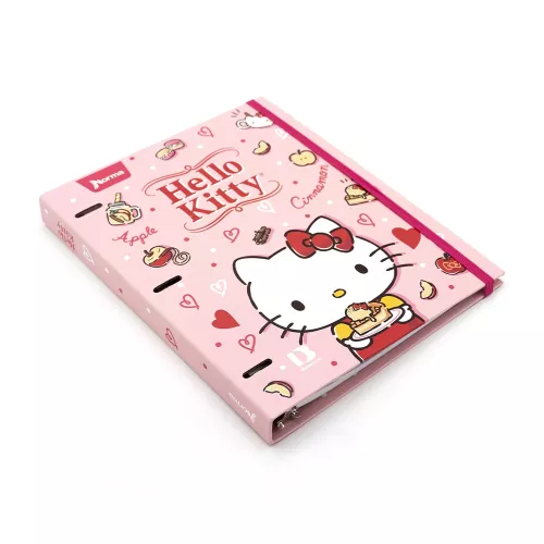 Carpeta 3 Aros Tapa Dura Profesional Hello Kitty Cinnamon  Hojas