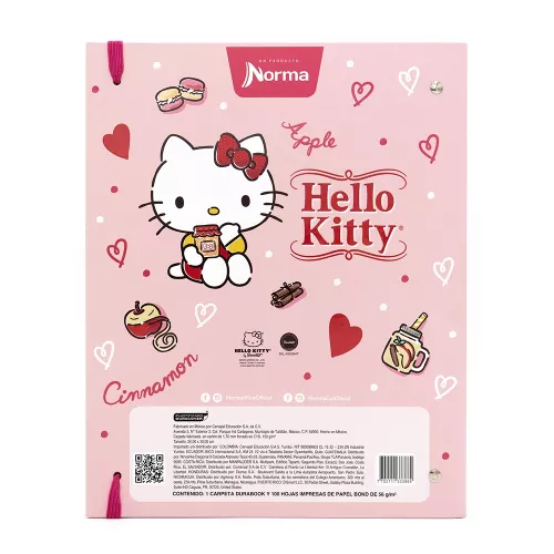 Carpeta 3 Aros Tapa Dura Profesional Hello Kitty Cinnamon  Hojas