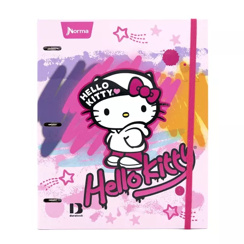 Carpeta 3 Aros Tapa Dura Profesional Hello Kitty Graffiti  Hojas