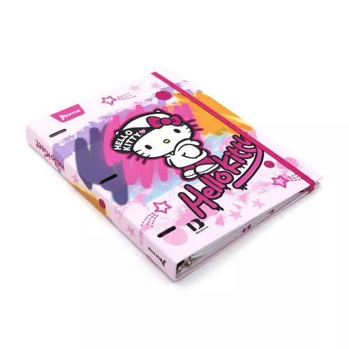 Carpeta 3 Aros Tapa Dura Profesional Hello Kitty Graffiti  Hojas