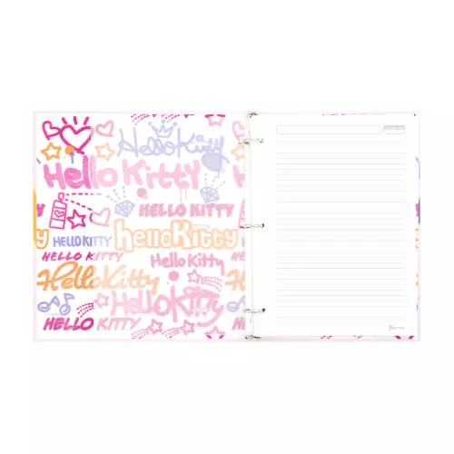 Carpeta 3 Aros Tapa Dura Profesional Hello Kitty Graffiti  Hojas