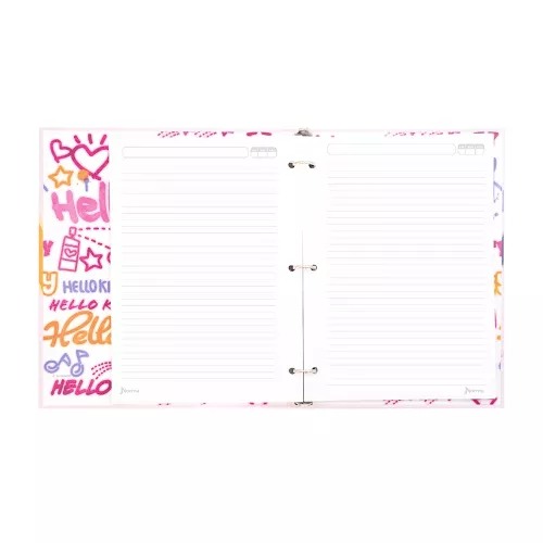 Carpeta 3 Aros Tapa Dura Profesional Hello Kitty Graffiti  Hojas