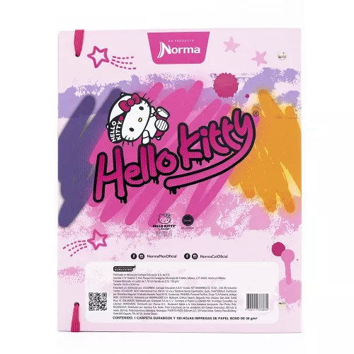 Carpeta 3 Aros Tapa Dura Profesional Hello Kitty Graffiti  Hojas