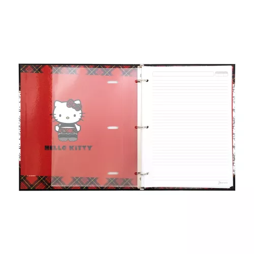 Carpeta 3 Aros Tapa Dura Profesional Hello Kitty Punk  Hojas
