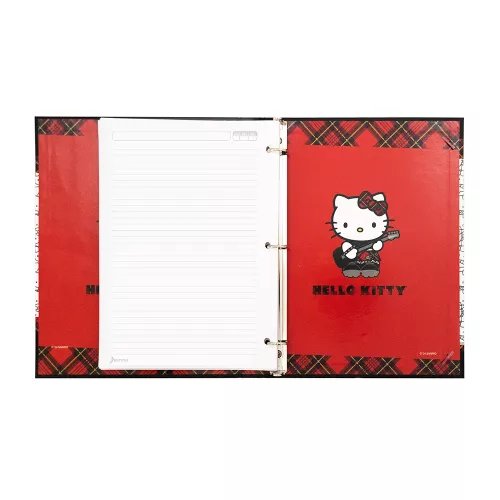 Carpeta 3 Aros Tapa Dura Profesional Hello Kitty Punk  Hojas
