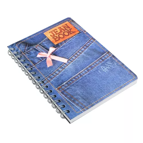 Cuad DO Fran Jean Book Rev C5 100H Denim with Pink Bow