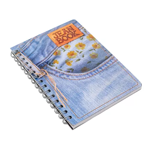 Cuad DO Fran Jean Book Rev C5 100H Denim with Watercolor Flowers