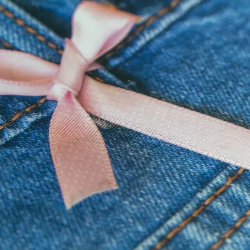 Cuad DO Prof Jean Book Rev Ry 100H Denim with Pink Bow