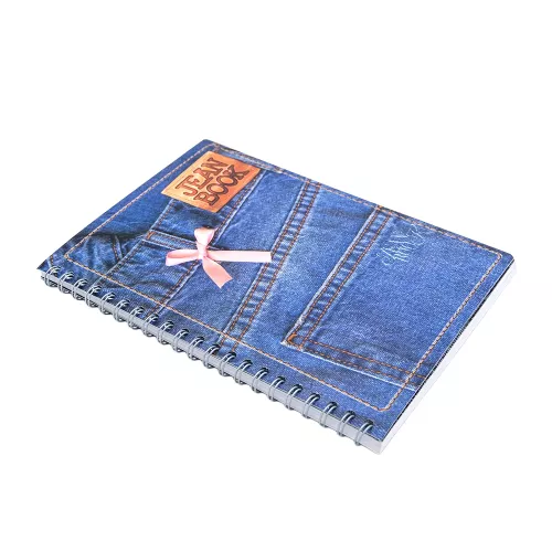 Cuad DO Prof Jean Book Rev Ry 100H Denim with Pink Bow
