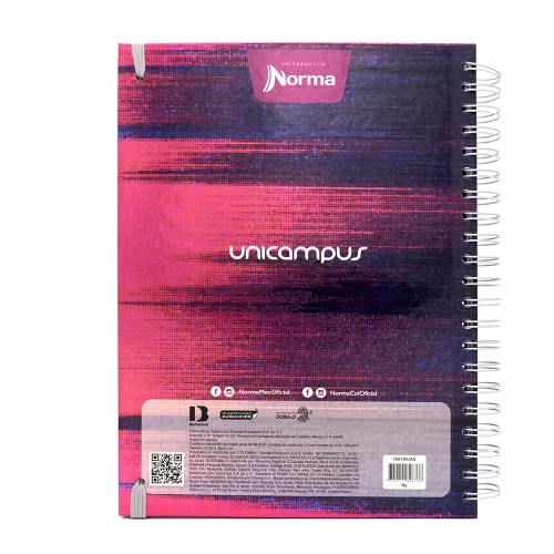 Cuaderno Argollado  Profesional Cuadro Grande Unicampus Lineas rosas 100 Hojas
