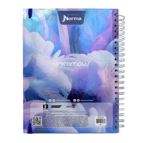 Cuaderno Argollado  Profesional Cuadro Grande Unicampus Nubes morado 100 Hojas