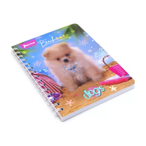 Cuaderno Argollado Frances Cuadro Chico Dogs Beach day 100 Hojas
