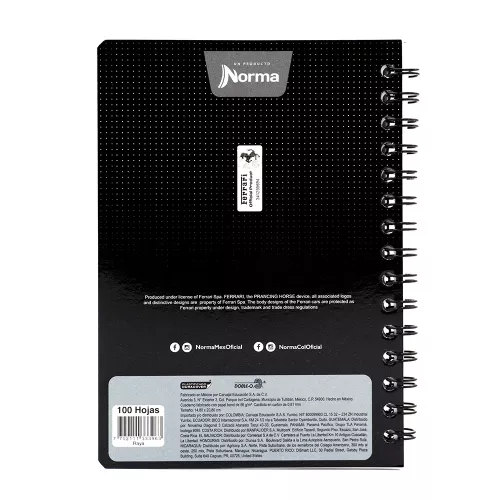 Cuaderno Argollado Frances Cuadro Chico Ferrari Futuristic lines 100 Hojas