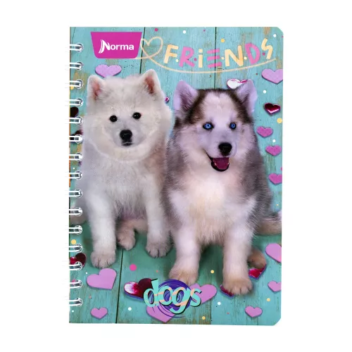 Cuaderno Argollado Frances Cuadro Grande Dogs Friends 100 Hojas