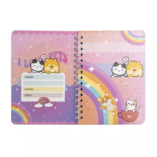 Cuaderno Argollado Frances Cuadro Grande Dogs Princess Dogs 100 Hojas