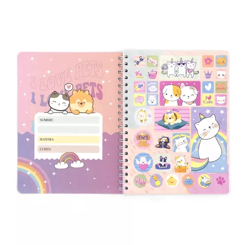 Cuaderno Argollado Frances Cuadro Grande Dogs You are magic - Cats 100 Hojas