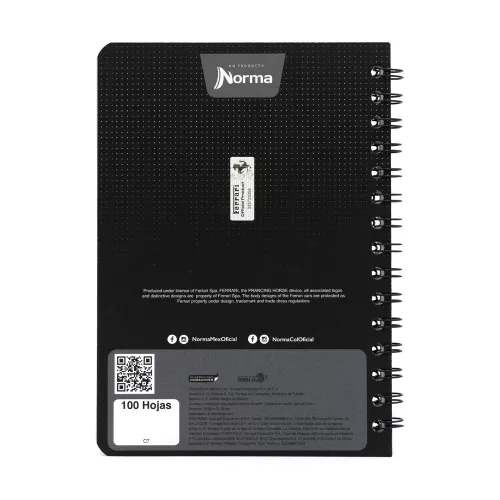 Cuaderno Argollado Frances Cuadro Grande Ferrari SF 2 100 Hojas