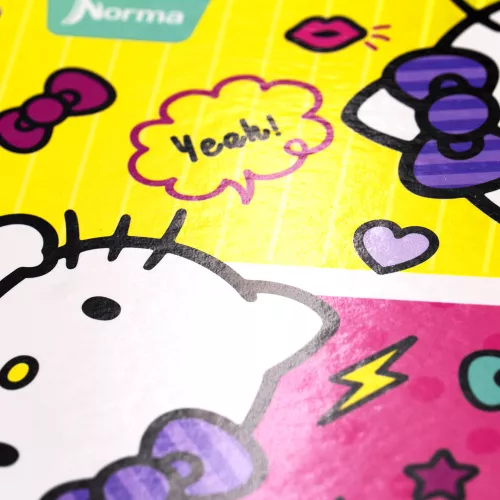 Cuaderno Argollado Frances Cuadro Grande Hello Kitty Yeah wow 100 Hojas
